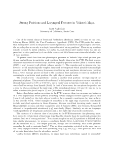 Strong Positions and Laryngeal Features in Yukatek Maya