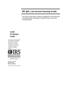 Audit Technique Guide IRC §42, Low-Income Housing Credit