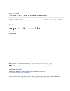 Assignment of Contract Rights - Yale Law School Legal Scholarship