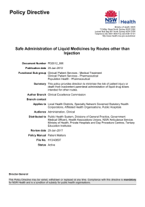 Safe Administration of Liquid Medicines by Routes other than injection