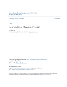 Reid`s defense of common sense - Scholars Archive