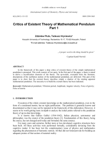 Critics of Existent Theory of Mathematical Pendulum Part 1