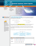 Quadratic Equations: Perfect Squares - Algebra 1