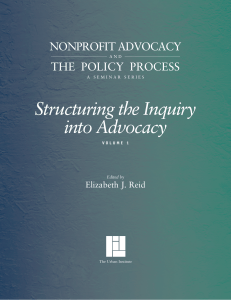 Structuring the Inquiry into Advocacy, Vol. I
