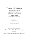 Thales of Miletus Sources and Interpretations