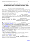 Genomic Studies in Bacteria, Mitochondria and Chloroplast in