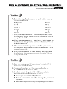 Topic 7: Multiplying and Dividing Rational Numbers