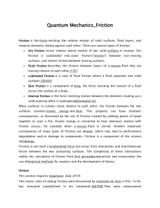 Quantum Mechanics-Friction