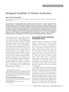 Biological Feasibility of Measles Eradication