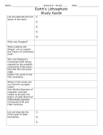 Earth`s Lithosphere Study Guide