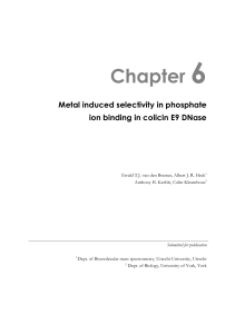Chapter 6: Metal induced selectivity in phosphate ion binding in