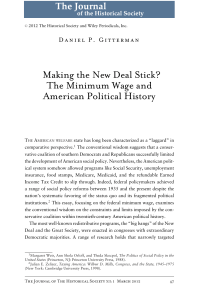 Making the New Deal Stick The Minimum Wage and American