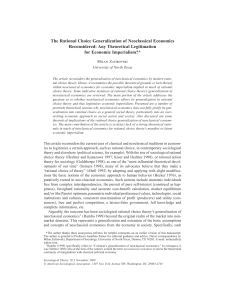 The Rational Choice Generalization of Neoclassical Economics