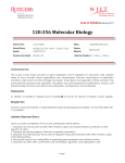 21 356 Molecular Biology Spring 2017