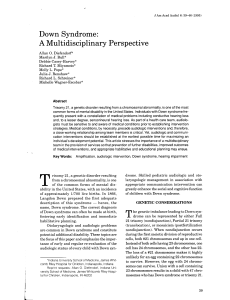 Down Syndrome: A Multidisciplinary Perspective