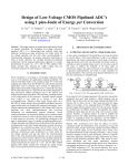 Design of Low-Voltage CMOS Pipelined ADC`s using 1 pico