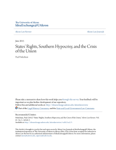 States` Rights, Southern Hypocrisy, and the Crisis of the Union