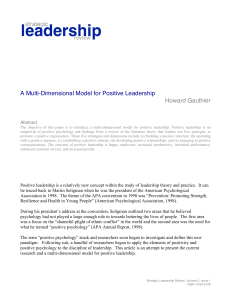 A Multi-Dimensional Model for Positive Leadership Howard Gauthier