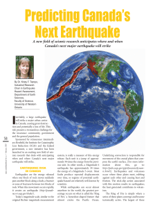 Predicting Canada`s Next Earthquake, Canadian Underwriter.