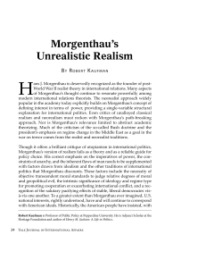 Morgenthau`s Unrealistic Realism - Yale Journal of International Affairs