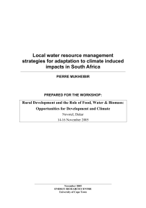 Local water resource management strategies for adaptation to