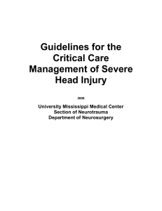 Guidelines for the Critical Care Management of Severe Head Injury