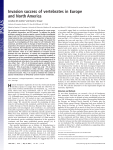 Invasion success of vertebrates in Europe and North America