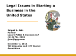 Legal Issues in Starting a Business in the United States, Singapore