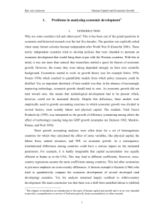 1. Problems in analyzing economic development