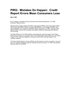 PIRG: Mistakes Do Happen: Credit Report Errors Mean Consumers