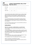 Literacy practice paper 4 - Professional skills tests