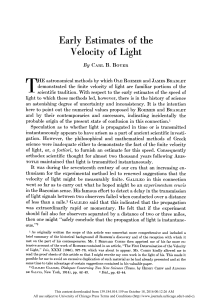 Early Estimates of the Velocity of Light