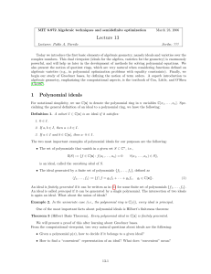 1 Lecture 13 Polynomial ideals