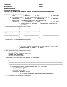 Astronomy Review Worksheet-2
