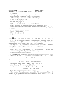 Exercise set 4 Number Theory Tuesday OCT 11 2011 at 4 pm