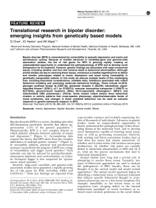Translational research in bipolar disorder: emerging