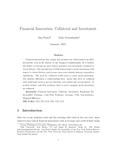 Financial Innovation, Collateral and Investment.