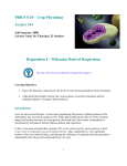 PBIO*3110 – Crop Physiology Lecture #14 Respiration I – Molecular