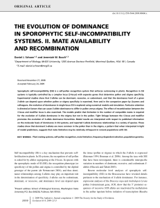 the evolution of dominance in sporophytic self