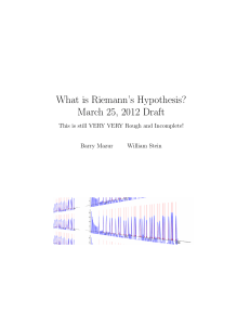 What is Riemann`s Hypothesis? March 25, 2012 Draft