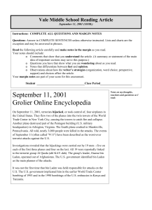 September 11, 2001 Grolier Online Encyclopedia