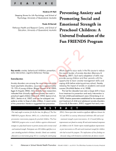 Preventing Anxiety and Promoting Social and Emotional Strength in