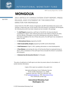 Mongolia: 2015 Article IV Consultation Staff Report