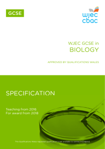 GCSE Biology Specification (For teaching from 2016