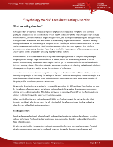 “Psychology Works” Fact Sheet: Eating Disorders