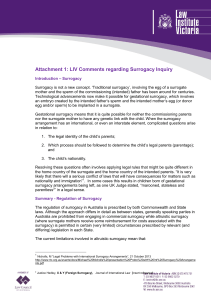 Attachment 1: LIV Comments regarding Surrogacy Inquiry