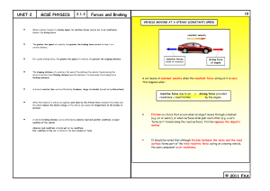 GCSE P2 2.1.3 Forces and Braking