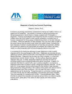 Diagnosis in Family Law Forensic Psychology