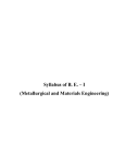 Syllabus of B. E. – I (Metallurgical and Materials Engineering)