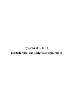 Syllabus of B. E. – I (Metallurgical and Materials Engineering)
